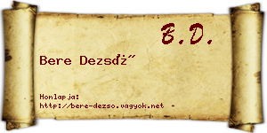 Bere Dezső névjegykártya